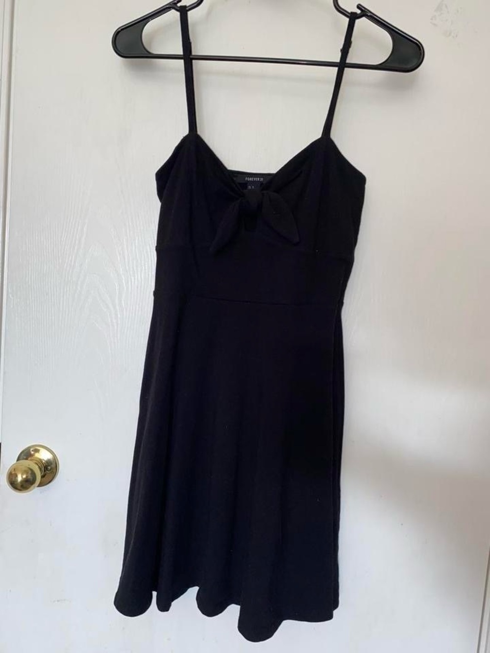 Forever 21 Black Spaghetti-Strap Mini Dress with Front Bow